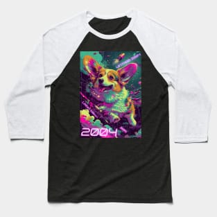 Vintage 2004 - 20 Year Old Funny Cyberpunk Corgi Dog 20th Birthday Gift Baseball T-Shirt